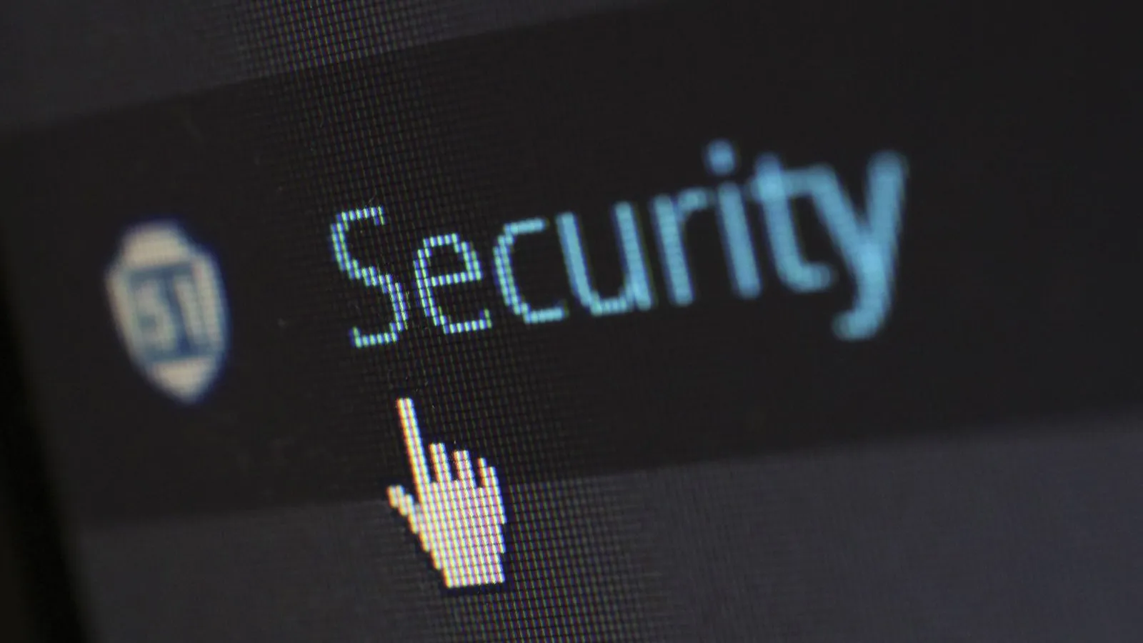 Detail obrazovky so slovom Security a kurzorom myši vedľa neho